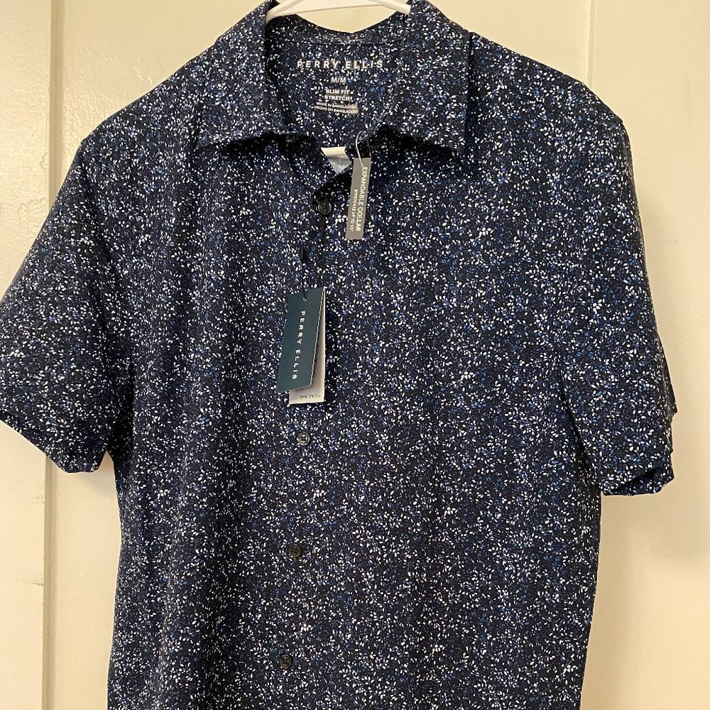 NWT Perry Ellis Slim Fit Stretch Button Down